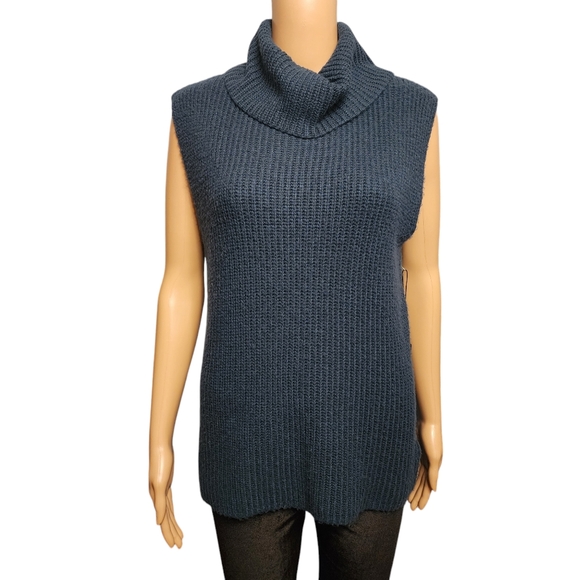 Rachel Zoe Sweaters - Rachel Zoe Oversized Dark Teal Ribbed Sleeveless  Turtleneck Sweater S NWT